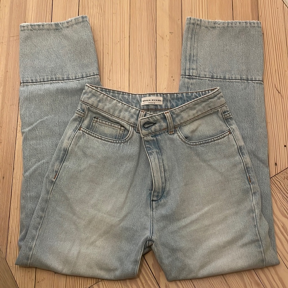 Sonia Rykiel Paris high waisted straight jeans w panel